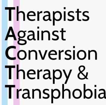 Logo reading Therapists Against Conversion Therapy and Transphobia